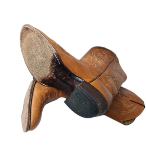 Justin Western Cowboy Boots Men's Size 8.5 B Brown Leather - Picture 13 of 16